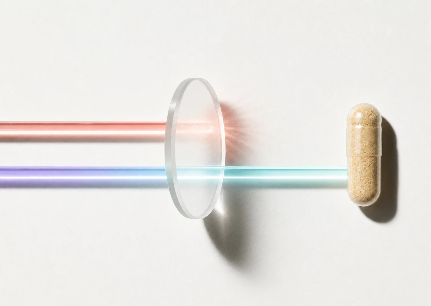 Light passing through a filter: only one wavelength reaches the capsule