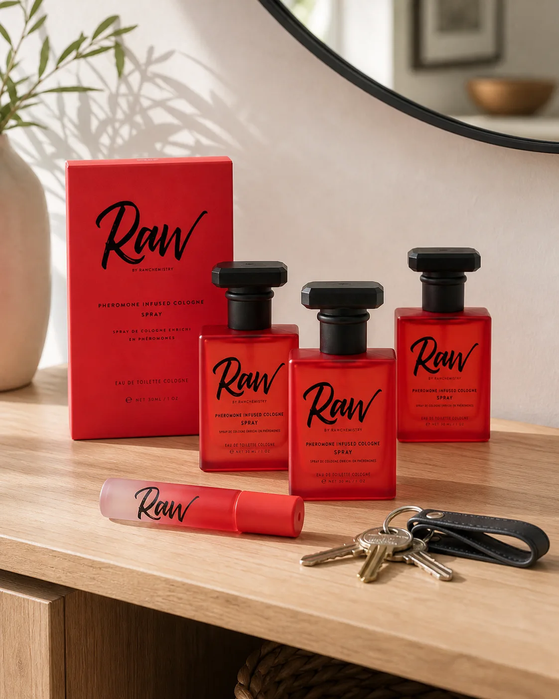 Complete RAW attraction set with three sprays, one current carton and one travel roll-on