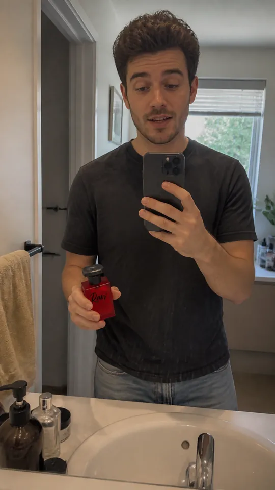 Man recording a bathroom mirror reaction story